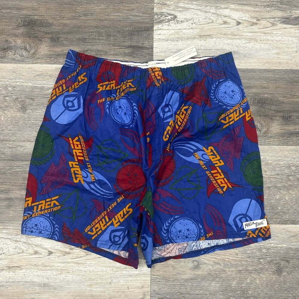 NWT Vintage 90s Star Trek The Next Generation AOP Mens L Shorts‎ USA Deadstock